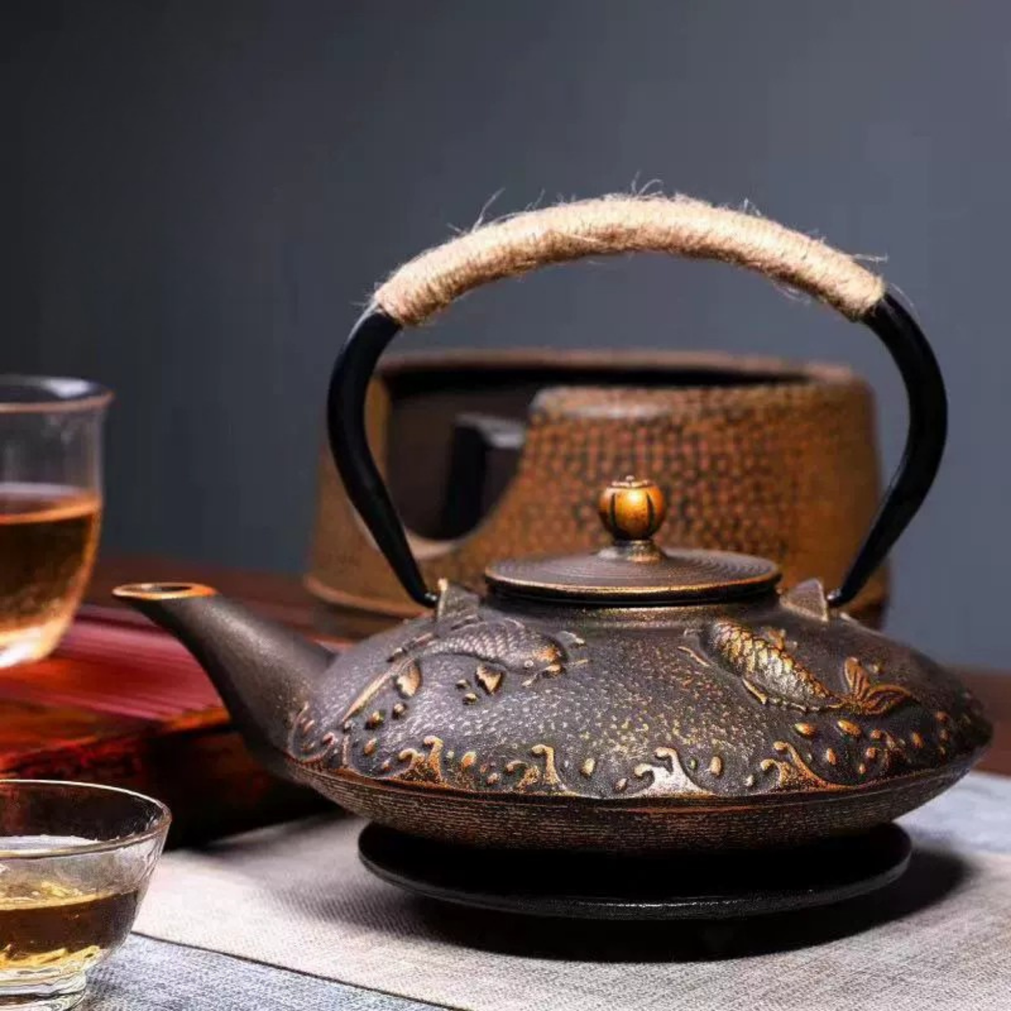 Théière Plate en Fonte Japonaise - Suibin