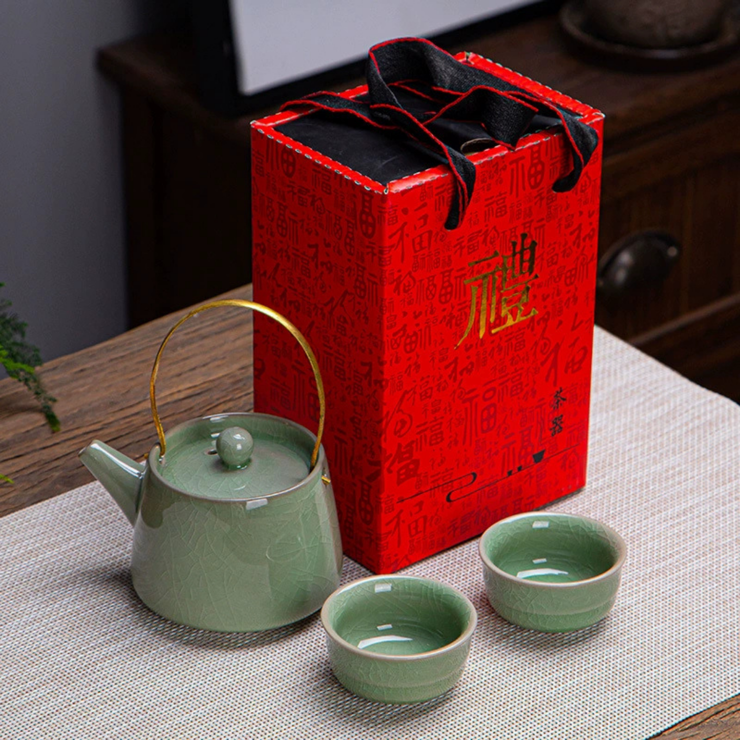 Coffret Théière en Céramique - Hanazumi - 2 verres inclus