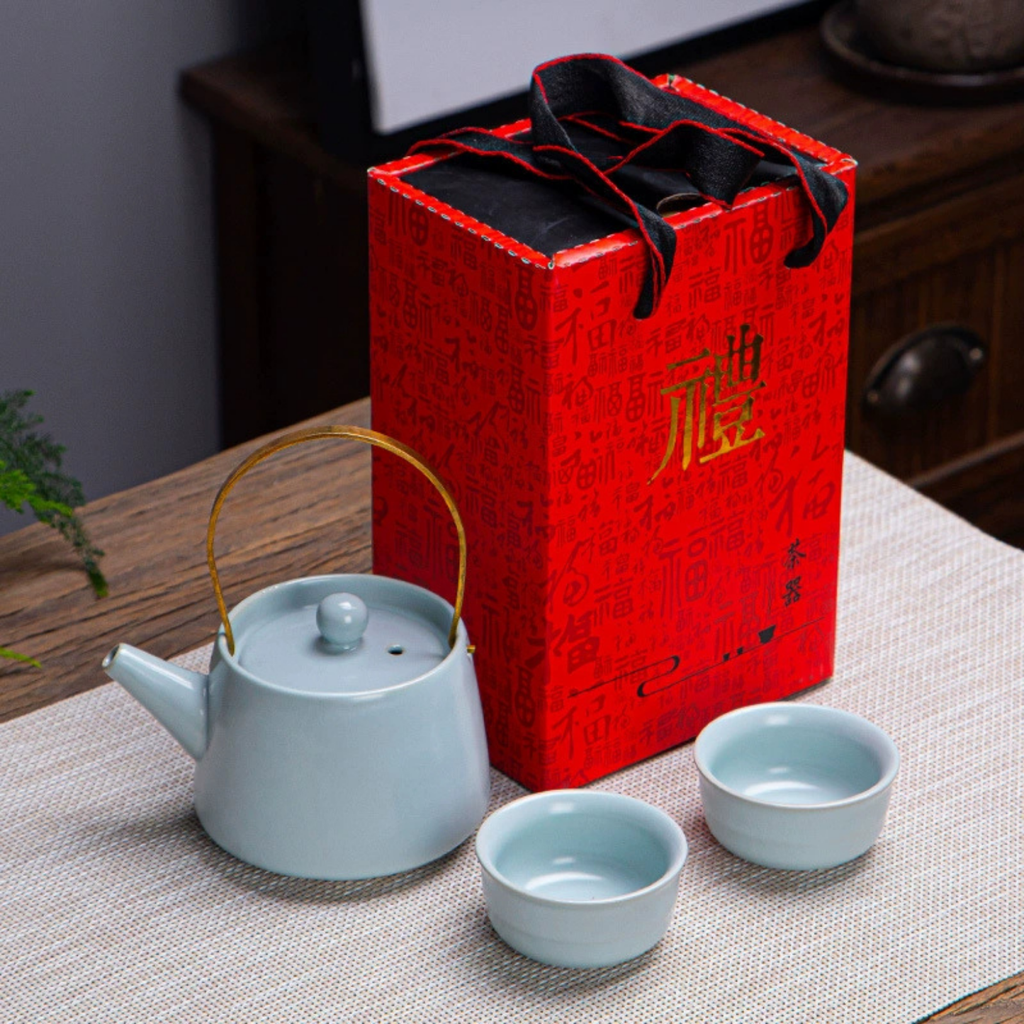 Coffret Théière en Céramique - Hanazumi - 2 verres inclus