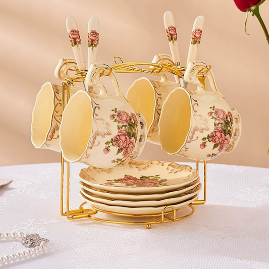 Set de 4 Tasses en Porcelaine Florale – Lady Daphné