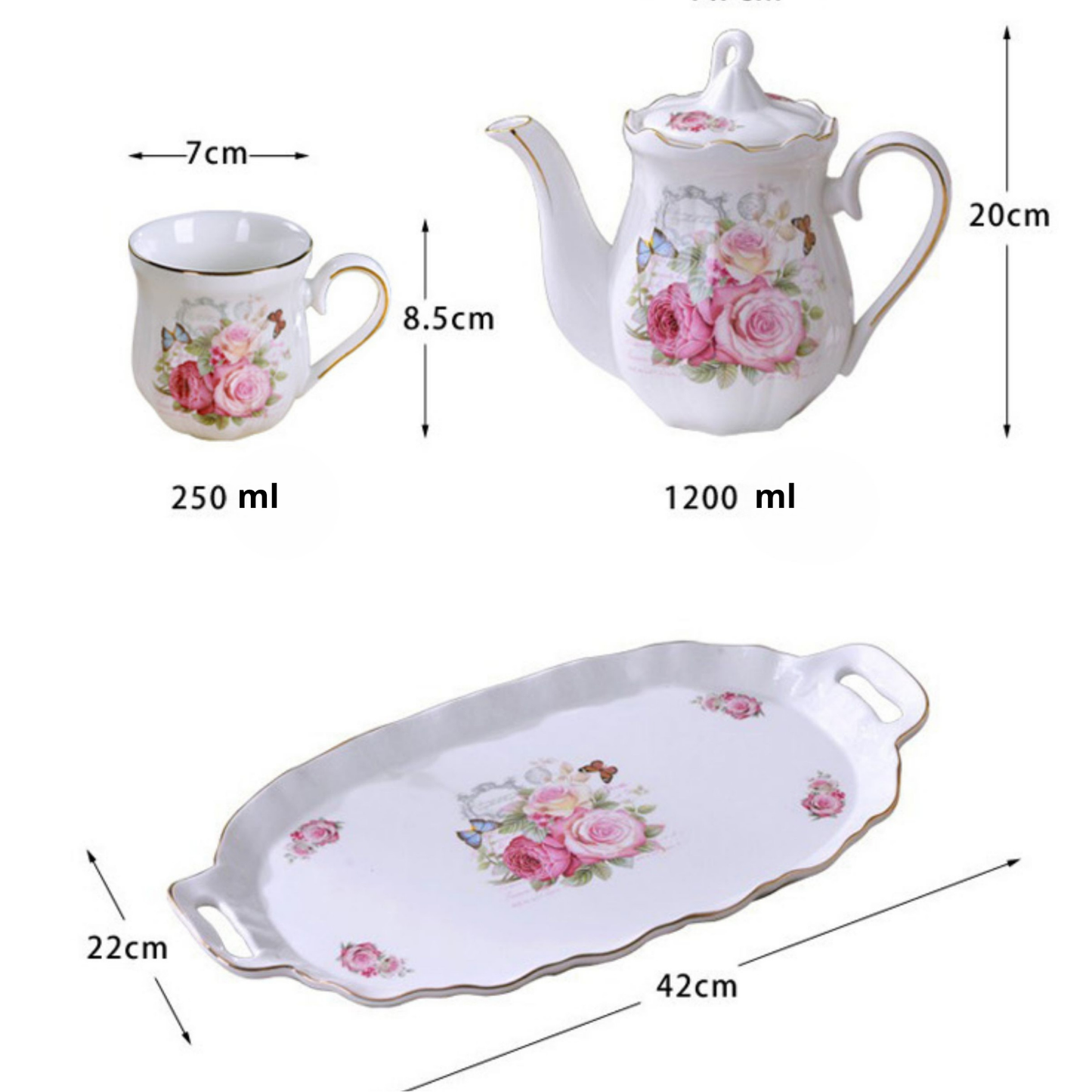 Service à thé Anglais en Porcelaine Set complet - Lady Violet